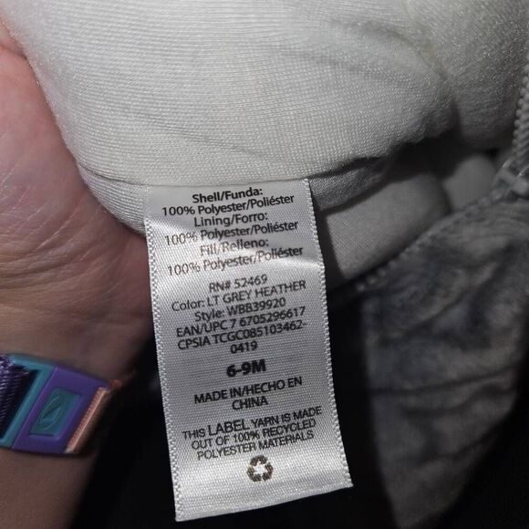 5 For $25 Wonder Nation Gray Star Zip-Up Thick Fleece Winter Suit Size 6-9M - Picture 3 of 5
